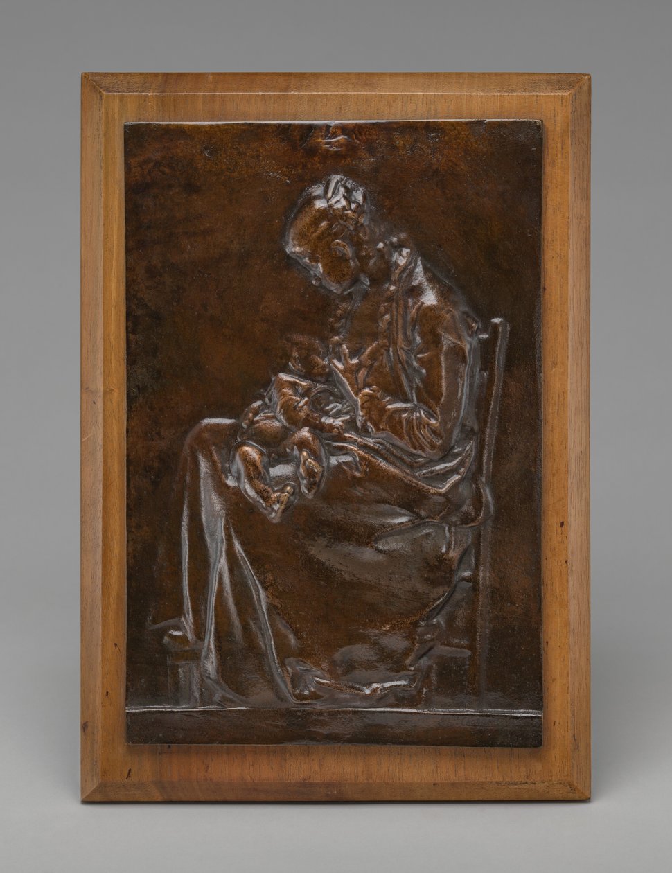 Maternity, eller ung kvinde, der ammer et barn, model 1882. af Alexandre Louis Marie Charpentier