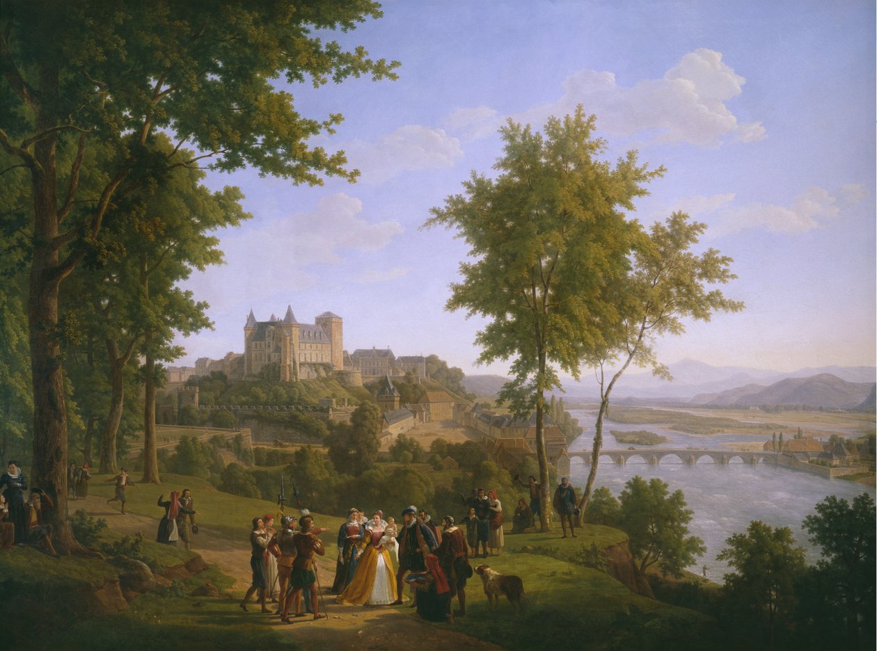 Udsigt over det kongelige slot i Pau, hvor kong Henri IV af Frankrig og Navarra (1553-1610) blev født den 13. december 1553 (se også 346176) af Alexandre Louis Robert Millin du Perreux