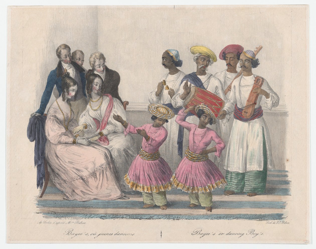 Bayees eller dansende drenge, fra 24 plader, illustrerende for hinduisk og europæisk maner..., 1832 af Alexandre Marie Colin