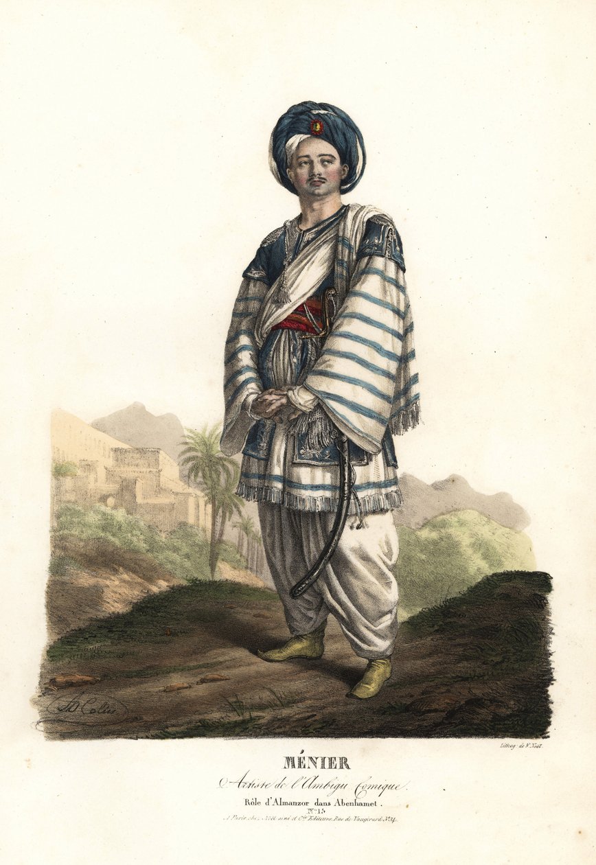 Paulin Menier som Almanzor i Abenhamet af Anne-Honore-Joseph Duveyrier, musik af Adrien Quaisain, Ambigu Comique af Alexandre Marie Colin