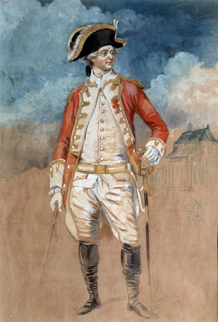 Portræt i fuld længde af Louis Stanislas Xavier af Frankrig, greve af Provence (fremtidig kong Louis XVIII) (1755-1824) Akvarel af Alexandre Moitte (1750-1828) Amiens fra det 18. århundrede, Musee de Picardie af Alexandre Moitte