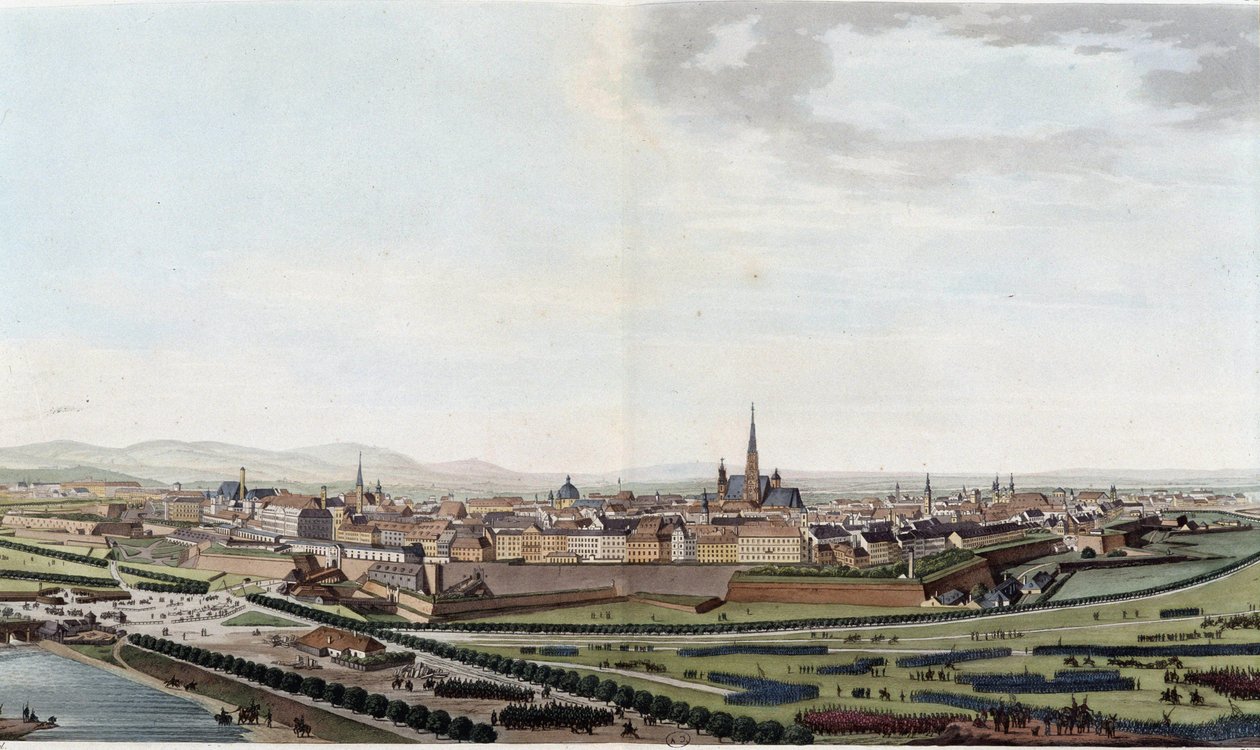 Generelt billede af Wien taget fra Saint Charles kirken - i "Picturesque Voyage to Austria by Count Alexandre de Laborde", Paris, red. Didot den ældre af Alexandre de Laborde
