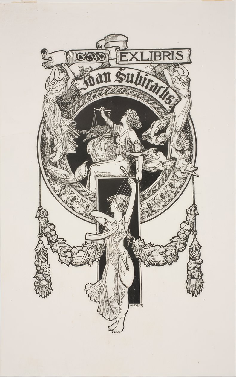 Bogplade af Joan Subirachs af Alexandre de Riquer