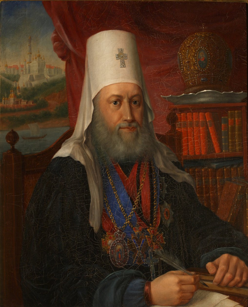 Portræt af Yevgeny Bolkhovitinov 1767-1837, Metropolitan of Kiev and Galicien, 1837 af Alexei Afanasyevich Kalashnikov