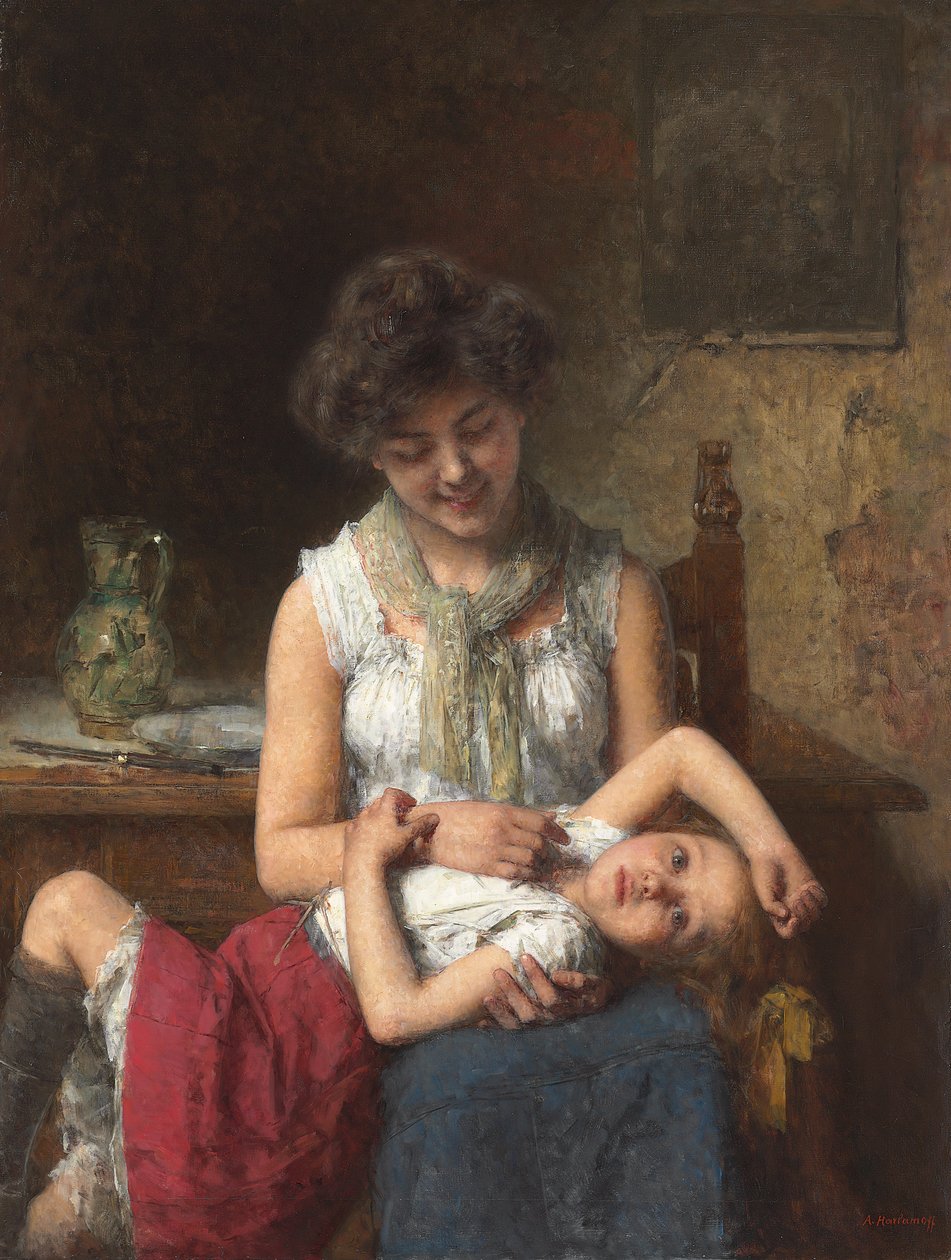 Moody Girl, ca. 1900 af Alexei Alexevich Harlamoff