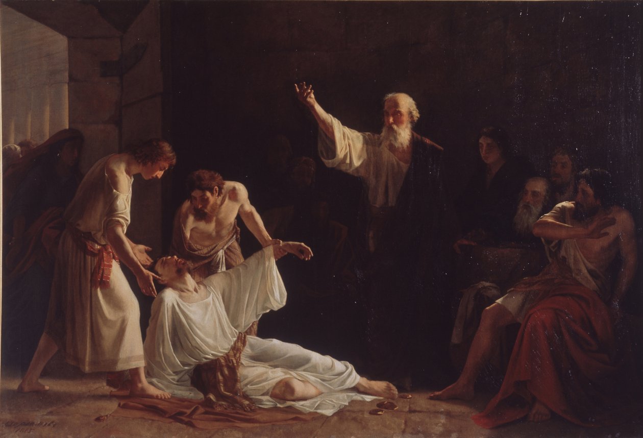 Ananias og Saffiras straf, 1865 af Alexei Alexeyevich Harlamov