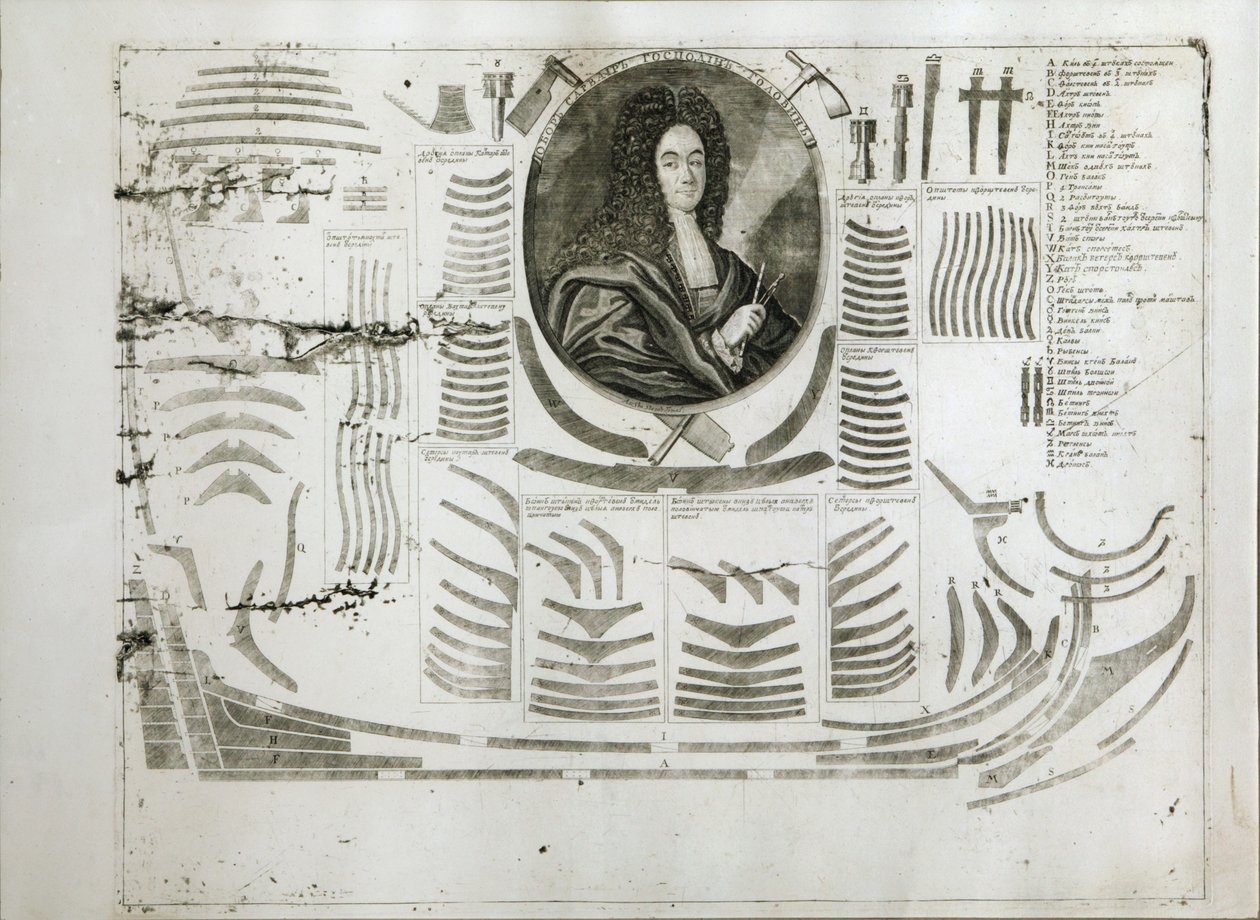 Portræt af Ivan Mikhaylovich Golovin 1680-1737, mellem 1717 og 1720 af Alexei Fyodorovich Zubov