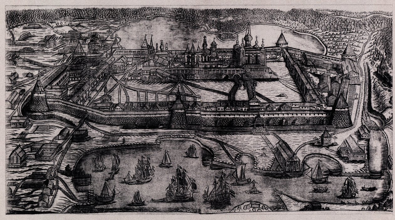 Solovetsky Transfiguration Monastery på Solovetsky-øerne, 1744 af Alexei Fyodorovich Zubov