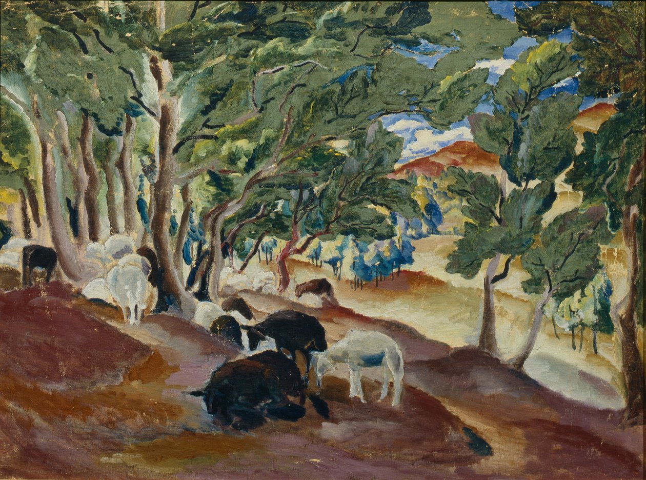 Korolkovskiye Dachas. Får i udkanten af skoven, 1918 af Alexei Ilyich Kravchenko