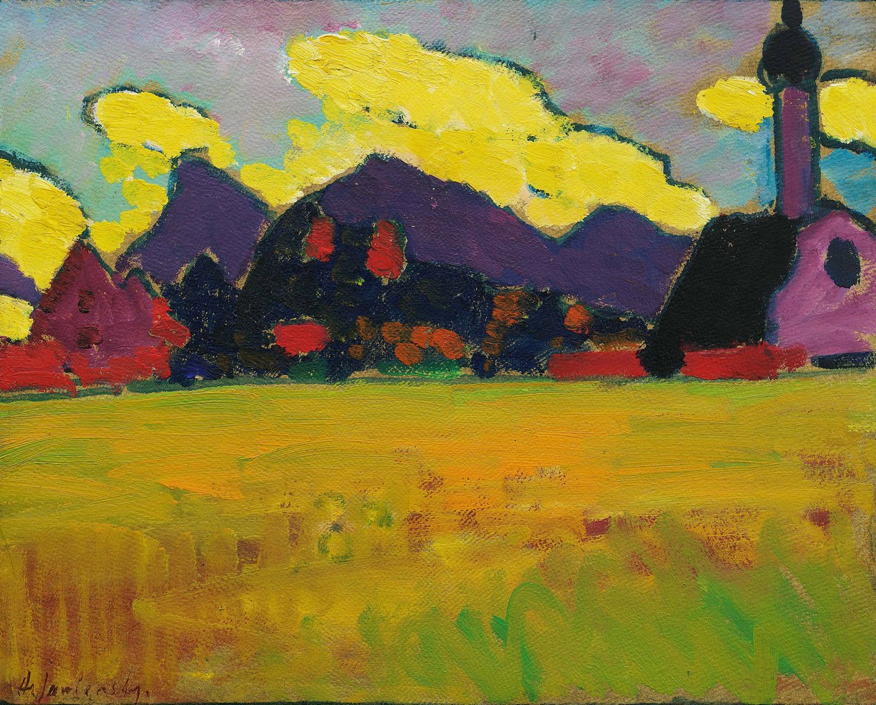 Landskab ved Murnau Gule aftenskyer, ca. 1910. af Alexei Javlensky von