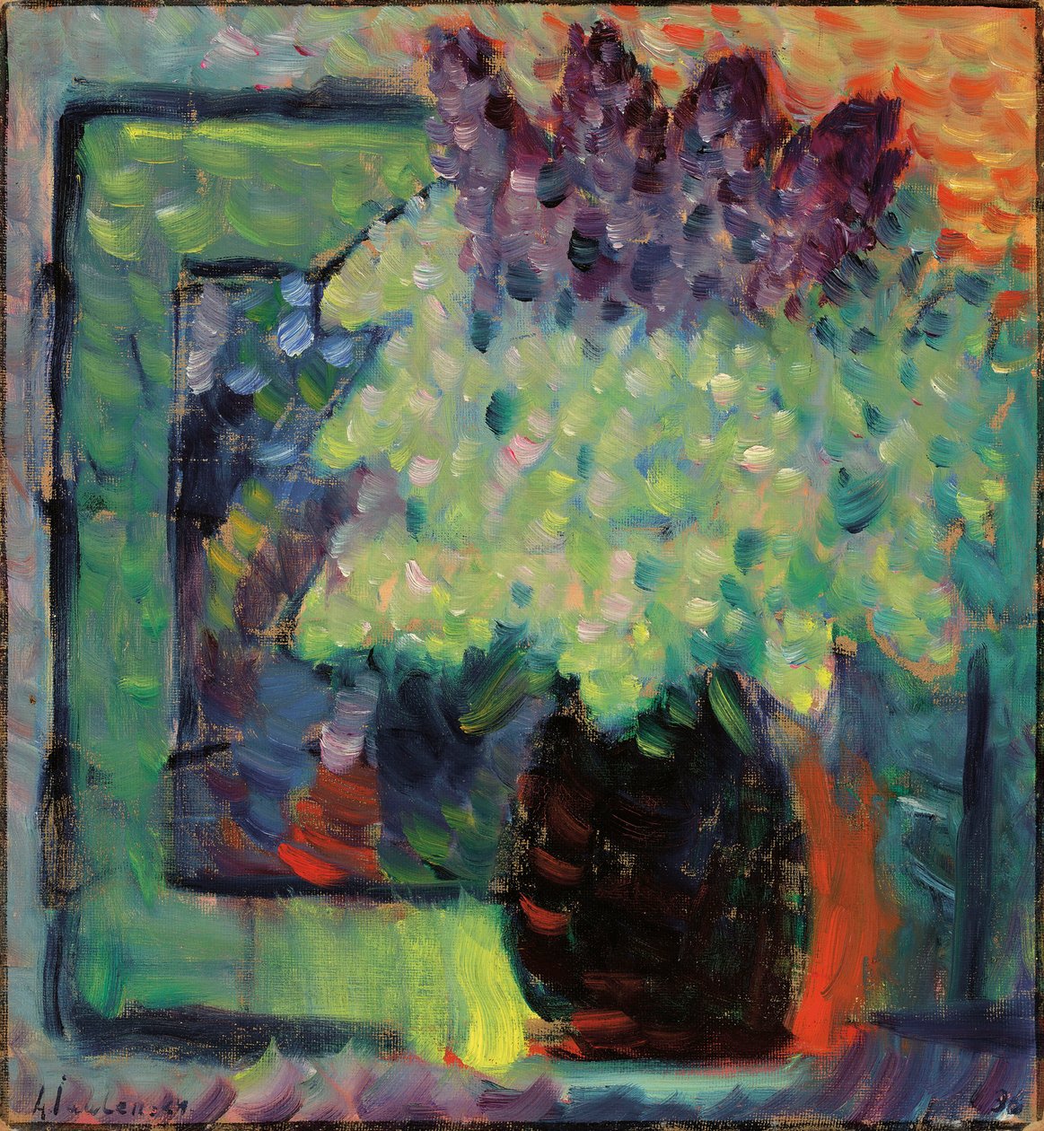 Stor stilleben lilla buket i vase, 1936. af Alexei Javlensky von