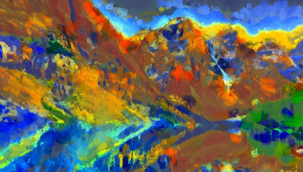 Forskellige farver i landskabet,2020,(mixed media) af Alexei Makhov