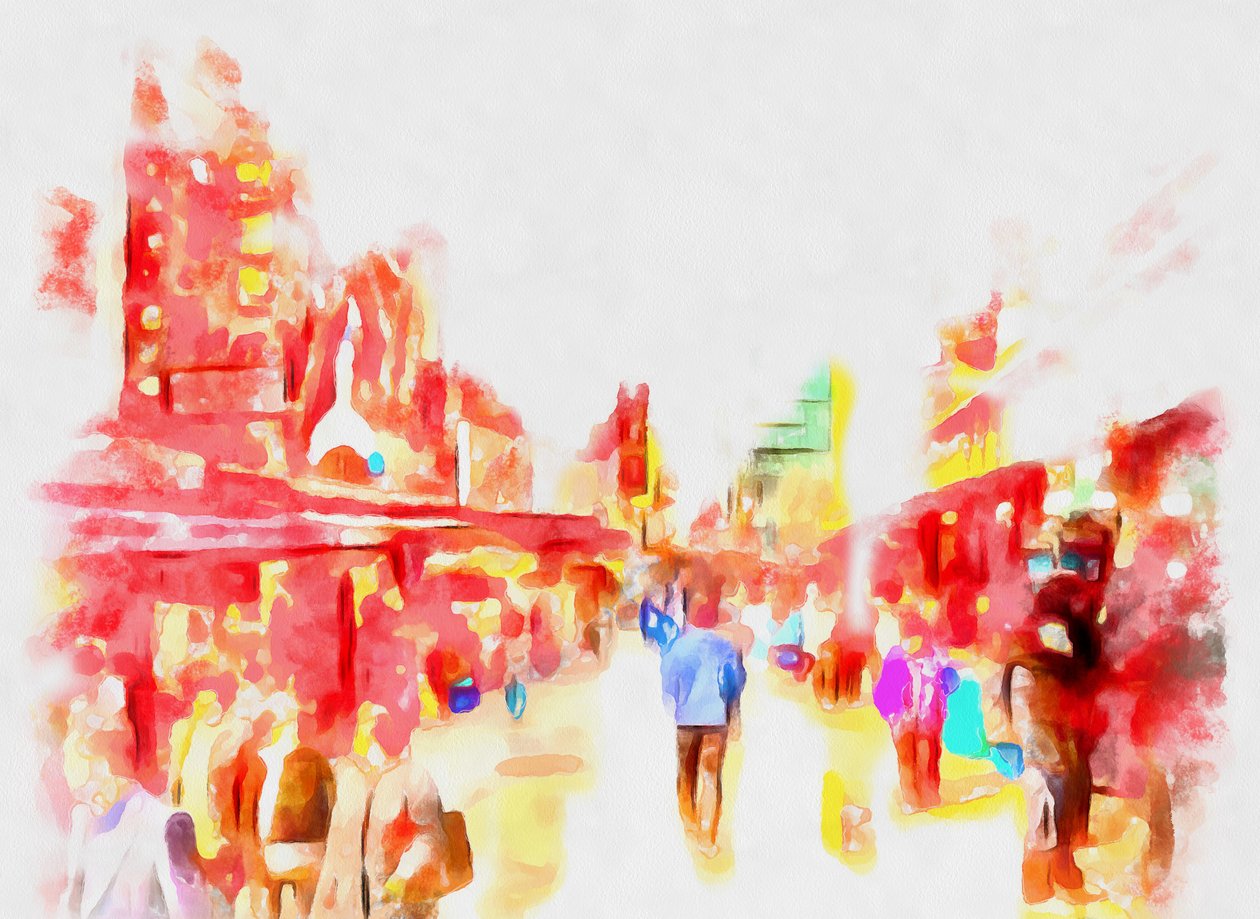 Сity walk,2020,(blandede medier) af Alexei Makhov