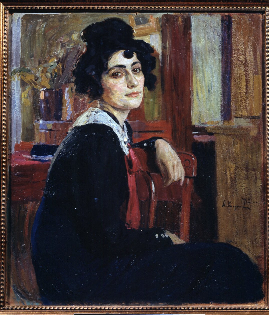 En franskkvinde (En franskkvinde). Maleri af Alexei Mikhaylovich Korin (Korine) (1865-1923), olie på lærred af Alexei Mikhailovich Korin