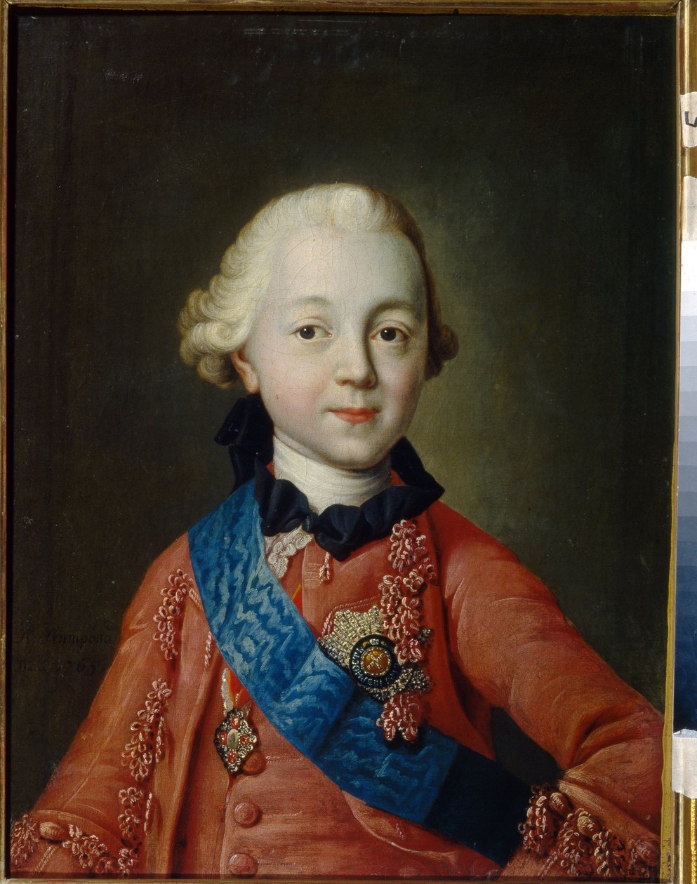 Portræt af storhertug Pavel Petrovich Romanov (1754-1801) som barn. Han vil blive zar af Rusland under navnet Paul I. (Portræt af storhertug Pavel Petrovich som barn). Maleri af Alexei Petrovich Antropov (1716-1795) af Alexei Petrovich Antropov