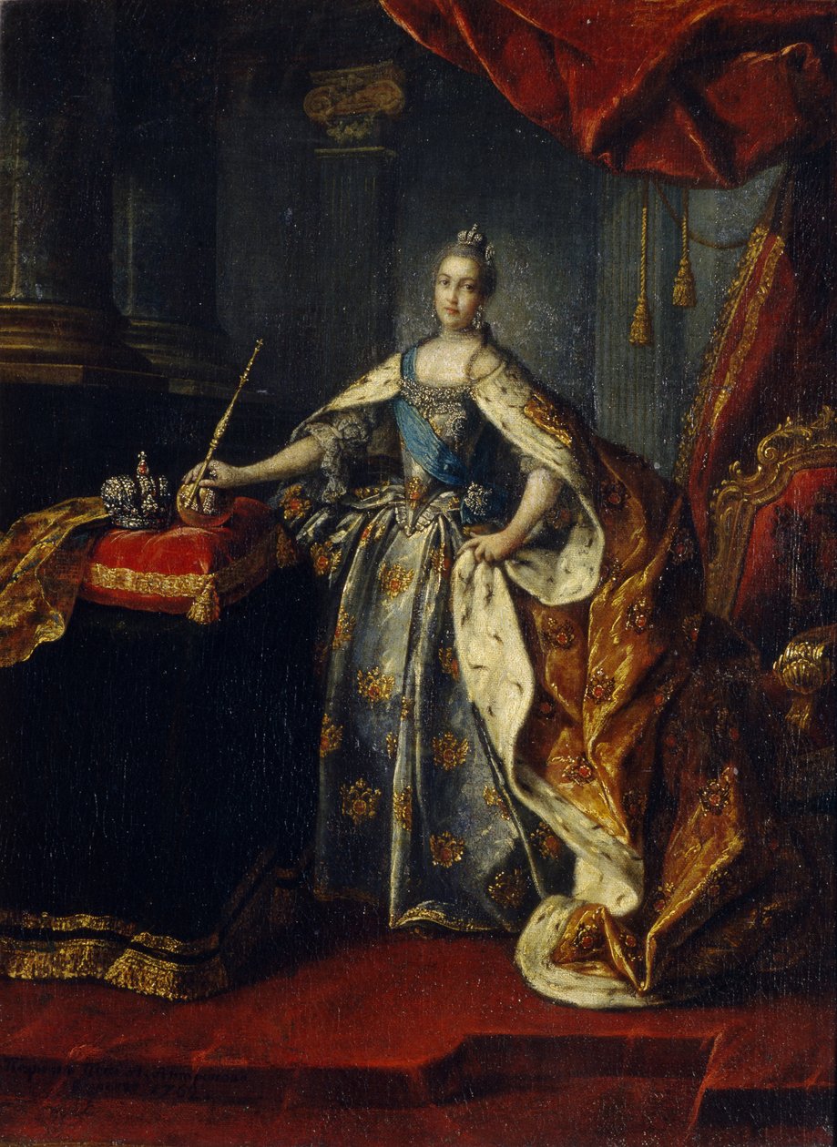 Portræt af kejserinde Catherine II 1729-1796, 1762 af Alexei Petrovich Antropov