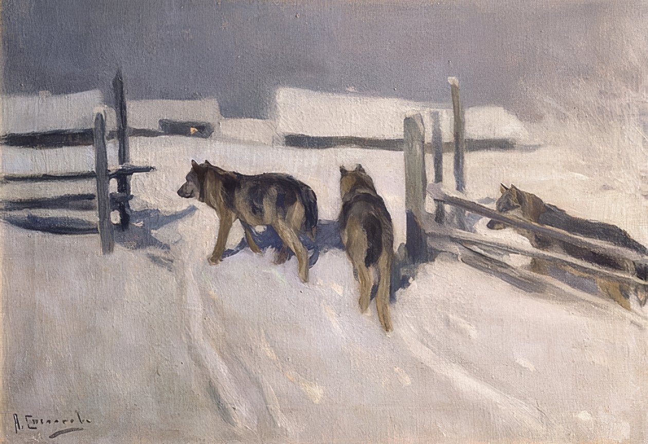 Ulve. Vinteraften. Omkring 1910 af Alexei Steipanovitch Stepanov