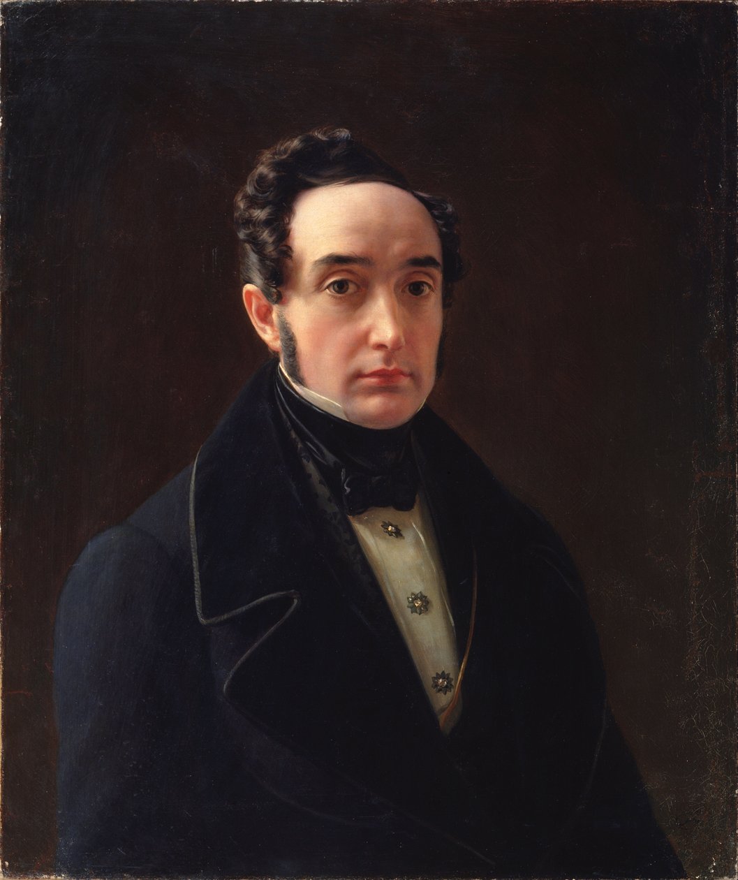 Portræt af forfatteren Ivan Panayev (1812-1862) - Maleri af Alexei Vasilyevich Tyranov (1808-1859), olie på lærred, russisk kunst af Alexei Vasilievich Tyranov