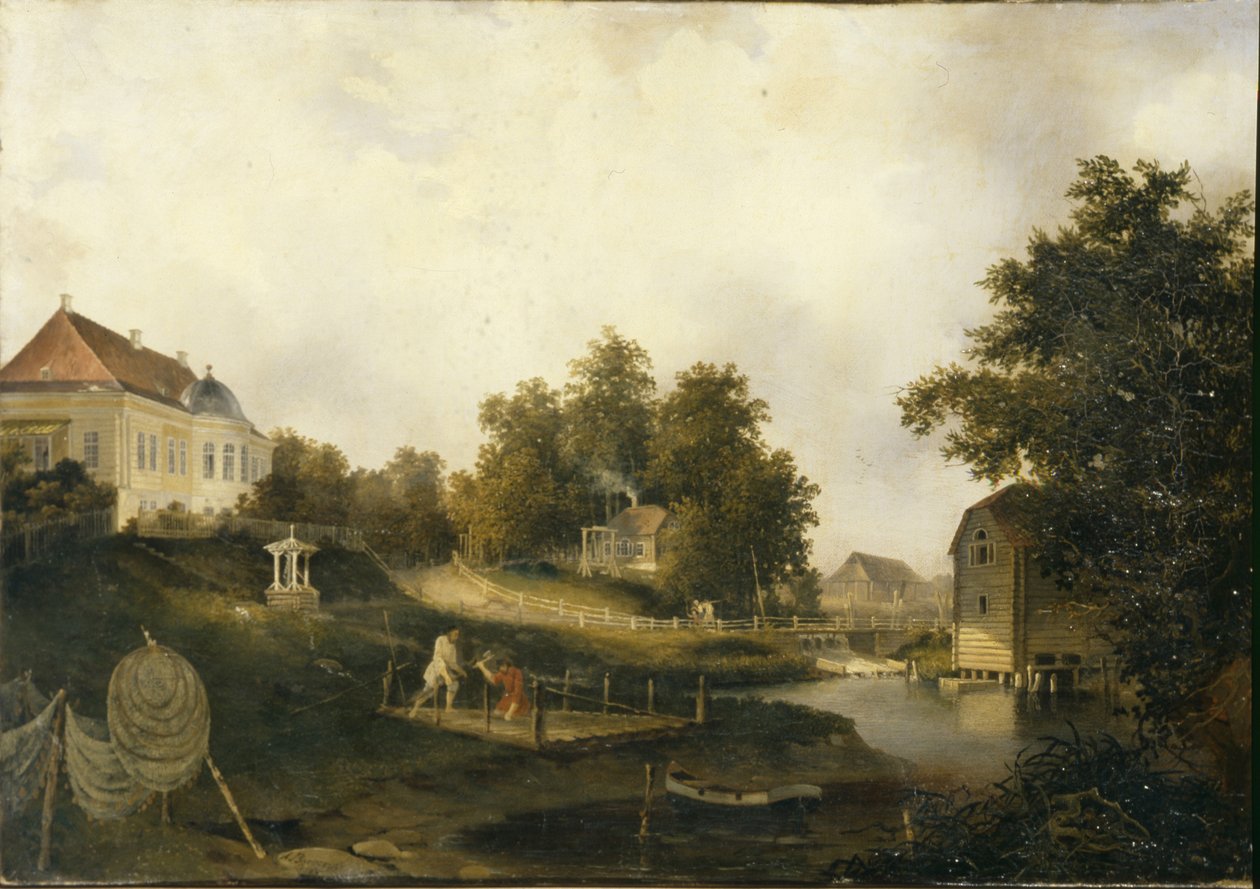 Udsigt i det beskedne Rezvois-landsted Marienhof nær Petersborg, 1846 af Alexei Yakovlevich Voloskov