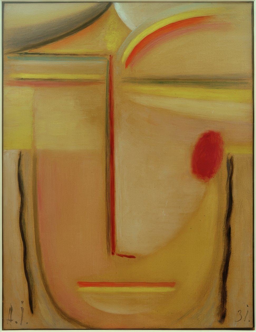 Abstrakt hoved: guld og pink af Alexej von Jawlensky