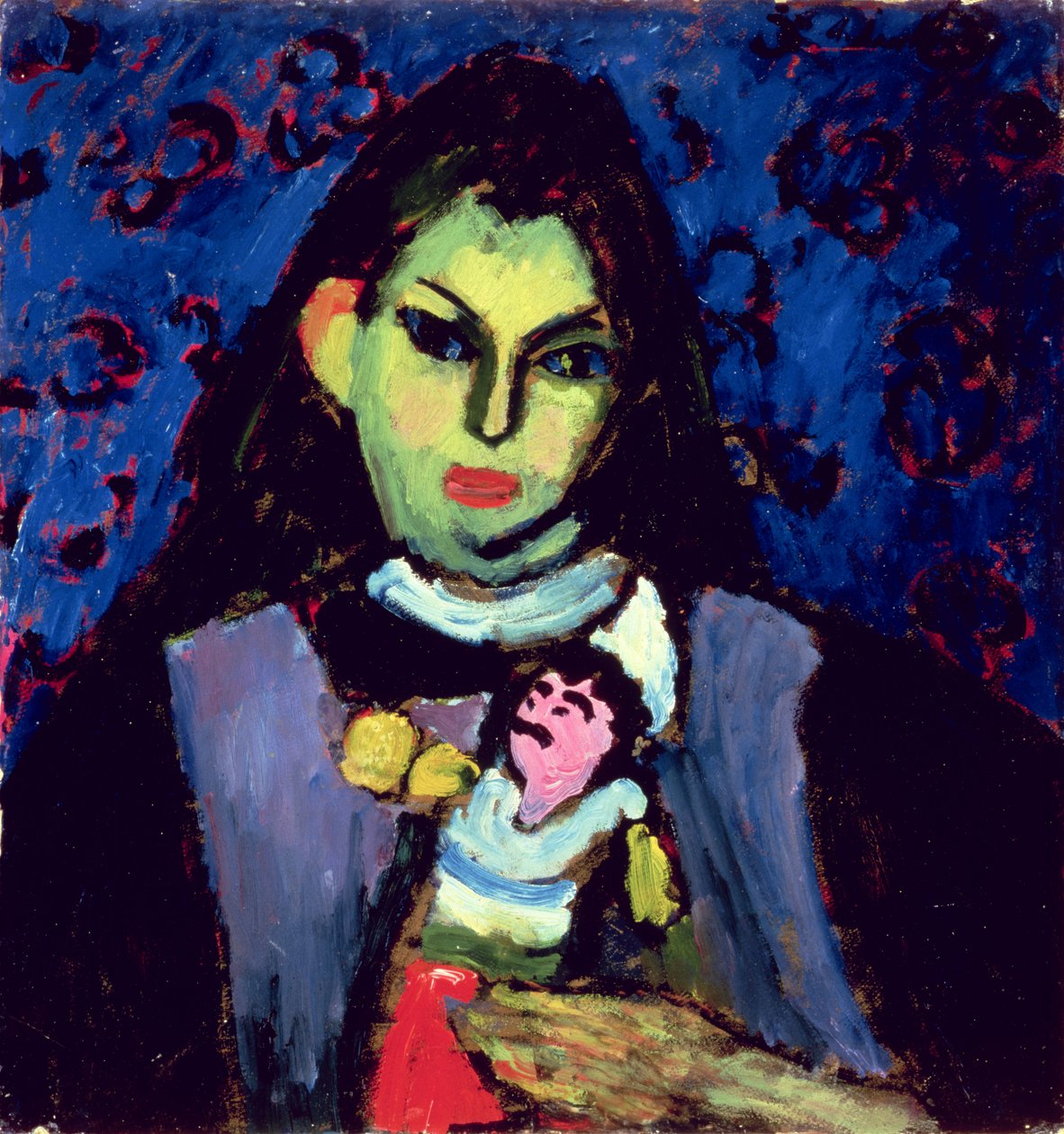 Pige med dukke, 1910 (olie på pap) af Alexej von Jawlensky