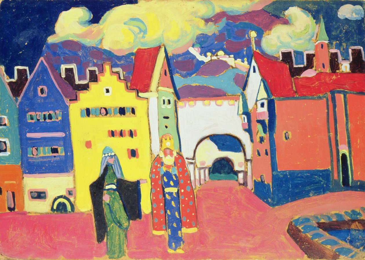 Oriental Town, 1908 (olie på pap) af Alexej von Jawlensky