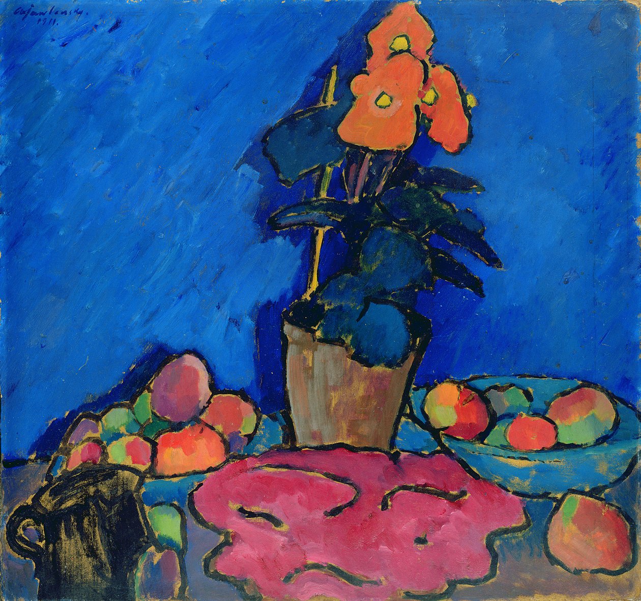 Stilleben med Begonia, 1911 (olie på pap) af Alexej von Jawlensky