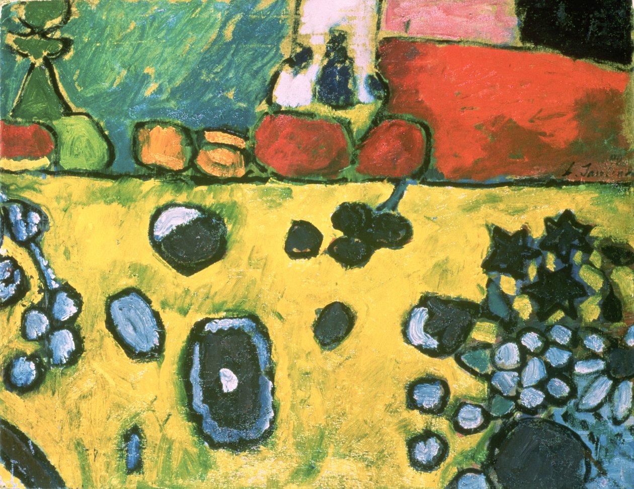 Stilleben med en farverig dug, 1909 af Alexej von Jawlensky