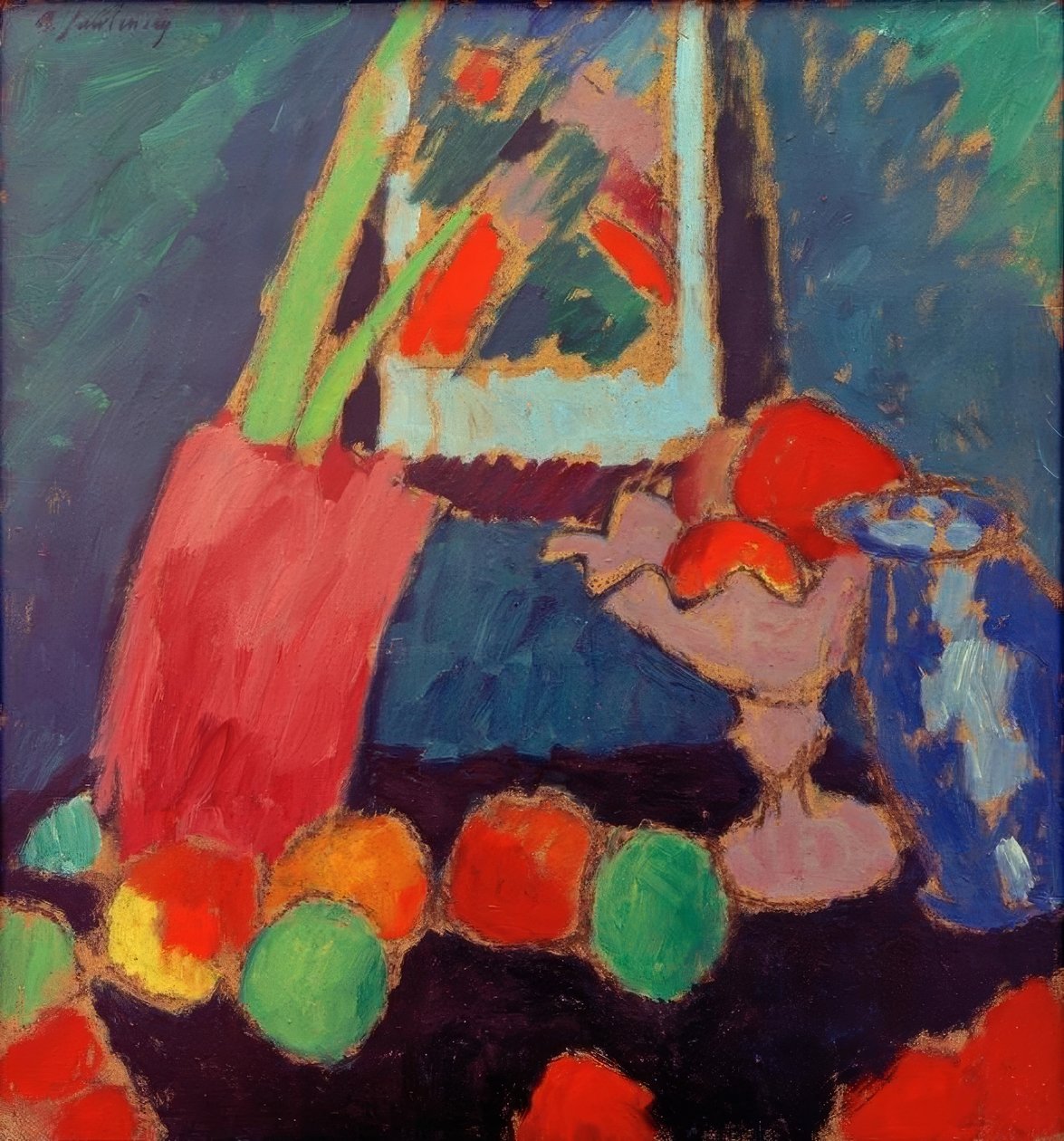 Stilleben med en lilla skål af Alexej von Jawlensky