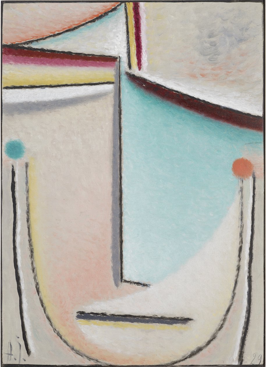 Abstrakt hoved: Pink-Lyseblå, 1929 (olie på pap) af Alexej von Jawlensky