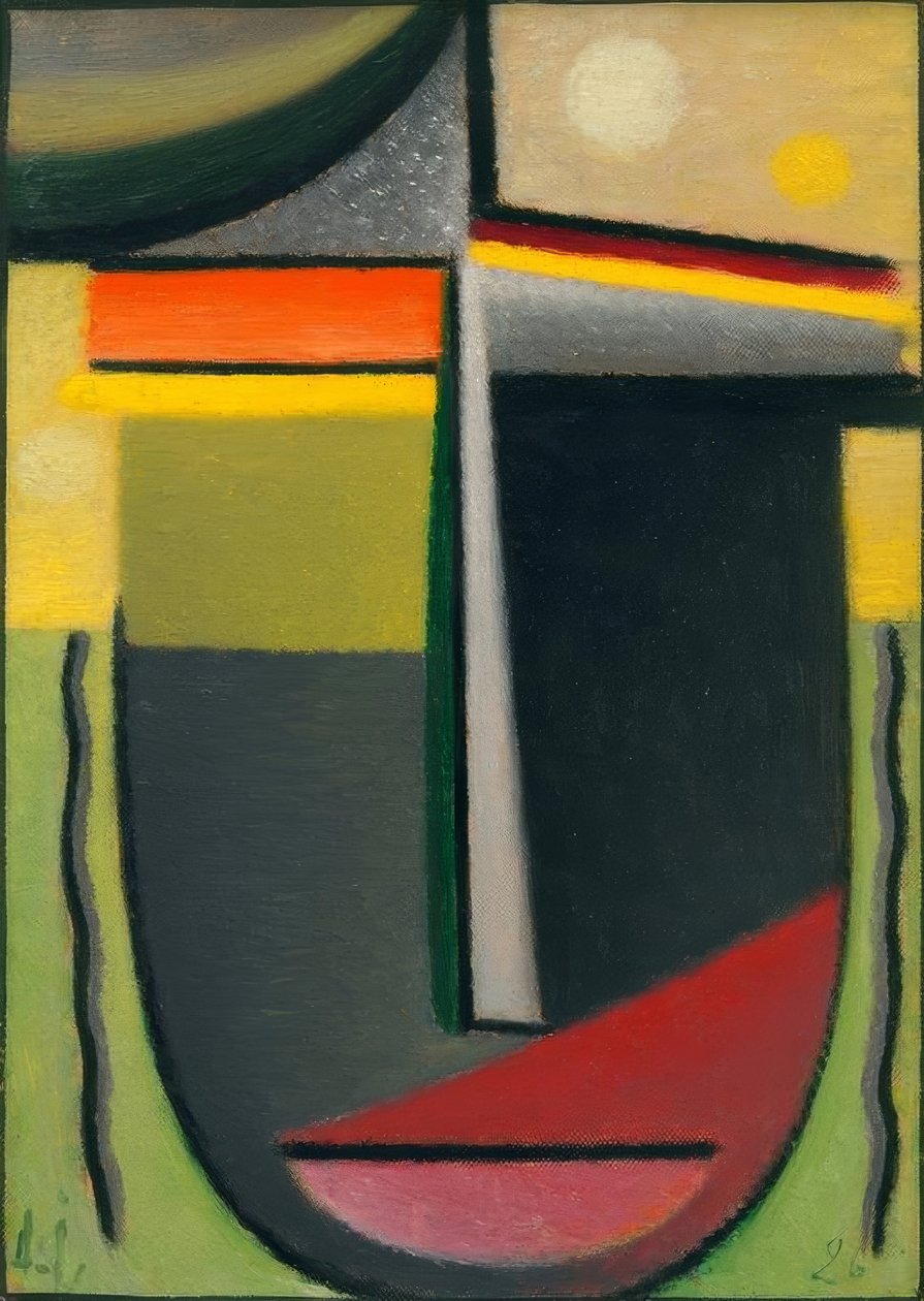 Abstrakt hoved: Indvendigt ser grønt - guld ud af Alexej von Jawlensky
