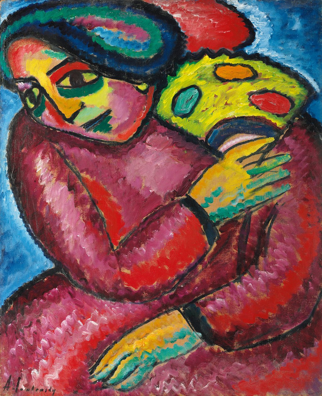 dans med gul vifte; Dans med en gul fan, 1912 af Alexej von Jawlensky