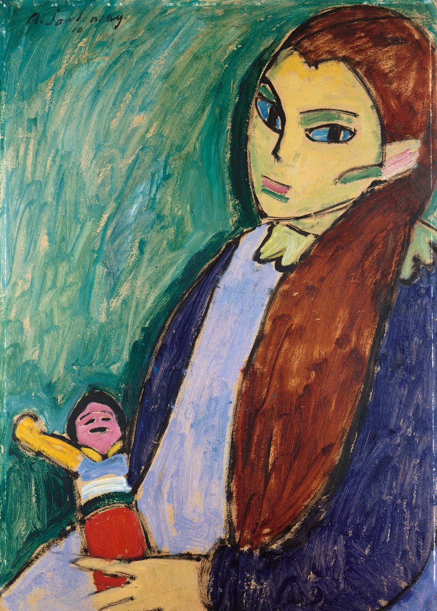 Pige med dukke, 1910 af Alexej von Jawlensky