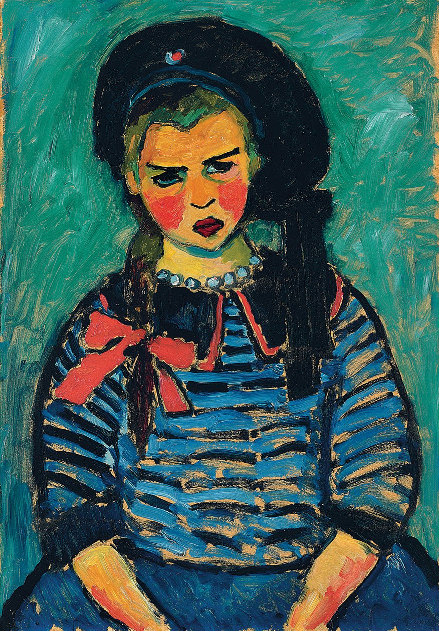 Pige med en rød sløjfe; Pige med et rødt bånd, 1911 af Alexej von Jawlensky