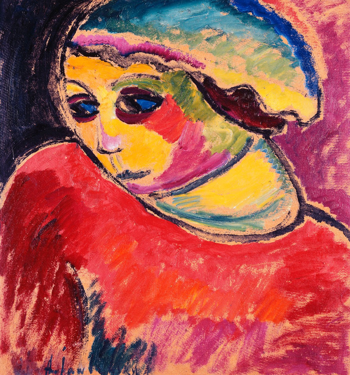grøn motorhjelm; Grøn motorhjelm, 1911 af Alexej von Jawlensky