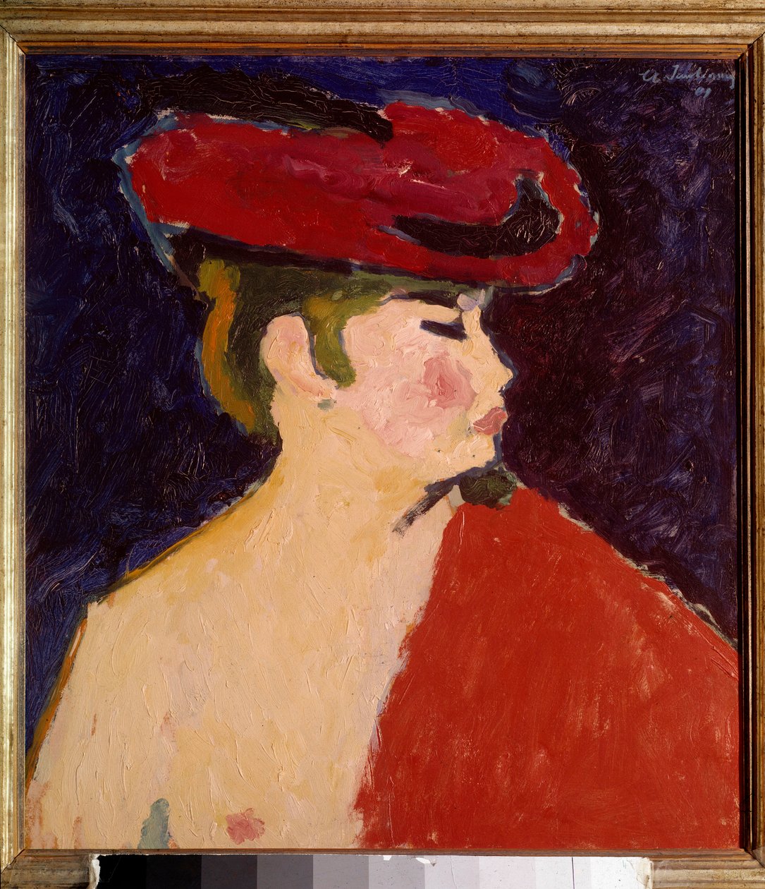 Le chale rouge Maleri af Alexei von Javlensky (Alexi von Jawlensky, Alexej von Javlenski) (1864-1941) München fra det 20. århundrede. Stangl Galleri af Alexej von Jawlensky