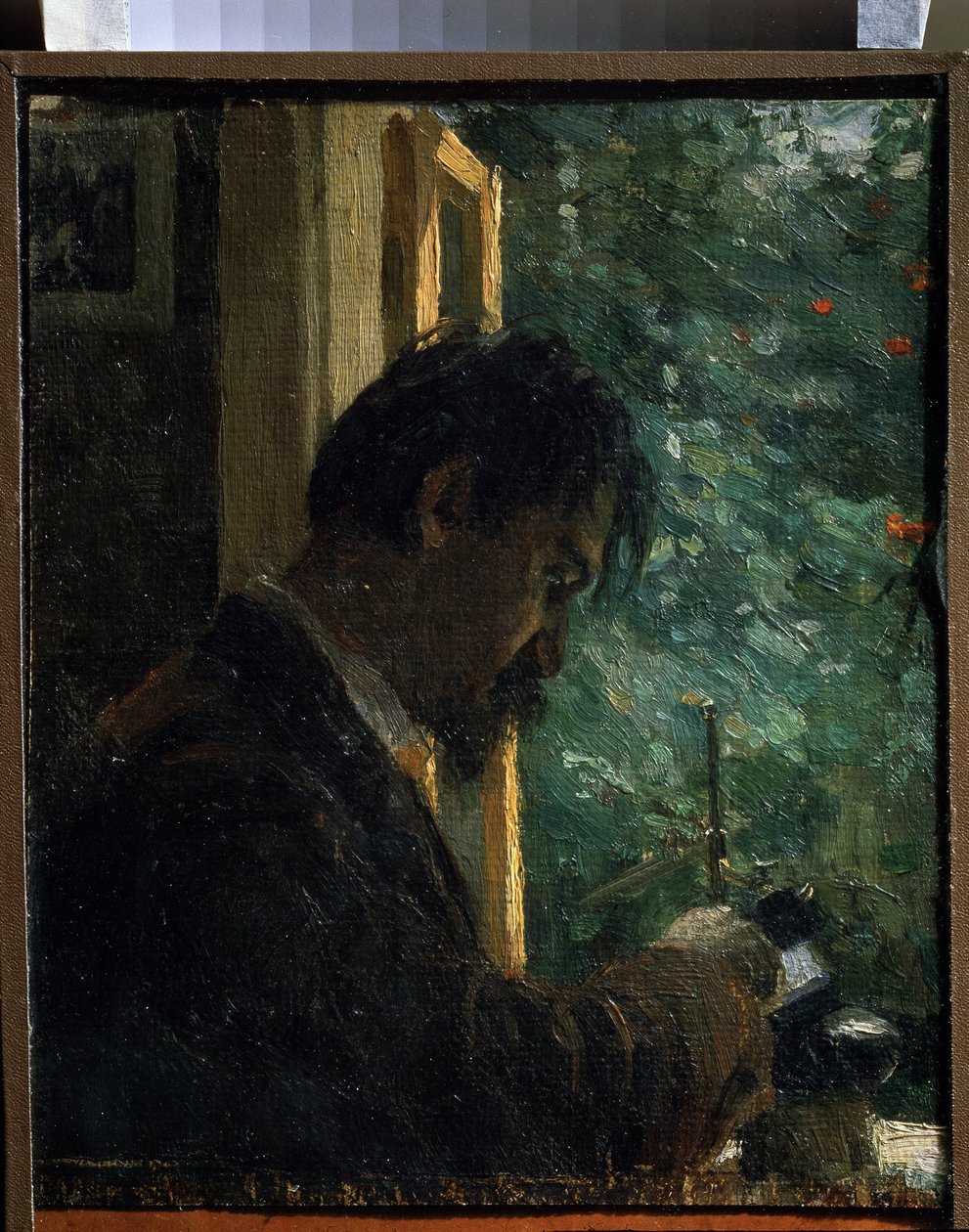 ""Graveren Vasiliy Mate (Mathe) (1856-1917) på arbejde"" Maleri af Alexei von Javlensky (Alexi von Jawlensky, Alexej von Javlenski) (1864-1941) 1892 State Russian Museum Sankt Petersborg af Alexej von Jawlensky