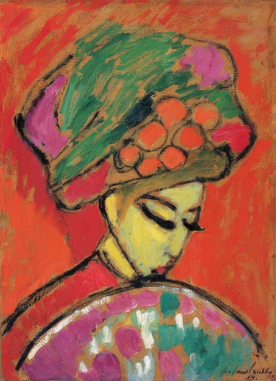 Pige med blomsterhat (pige med turban). 1910 af Alexej von Jawlensky