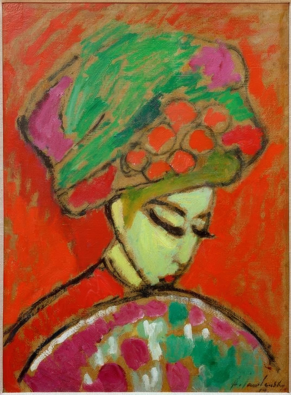 Pige med blomsterhat af Alexej von Jawlensky
