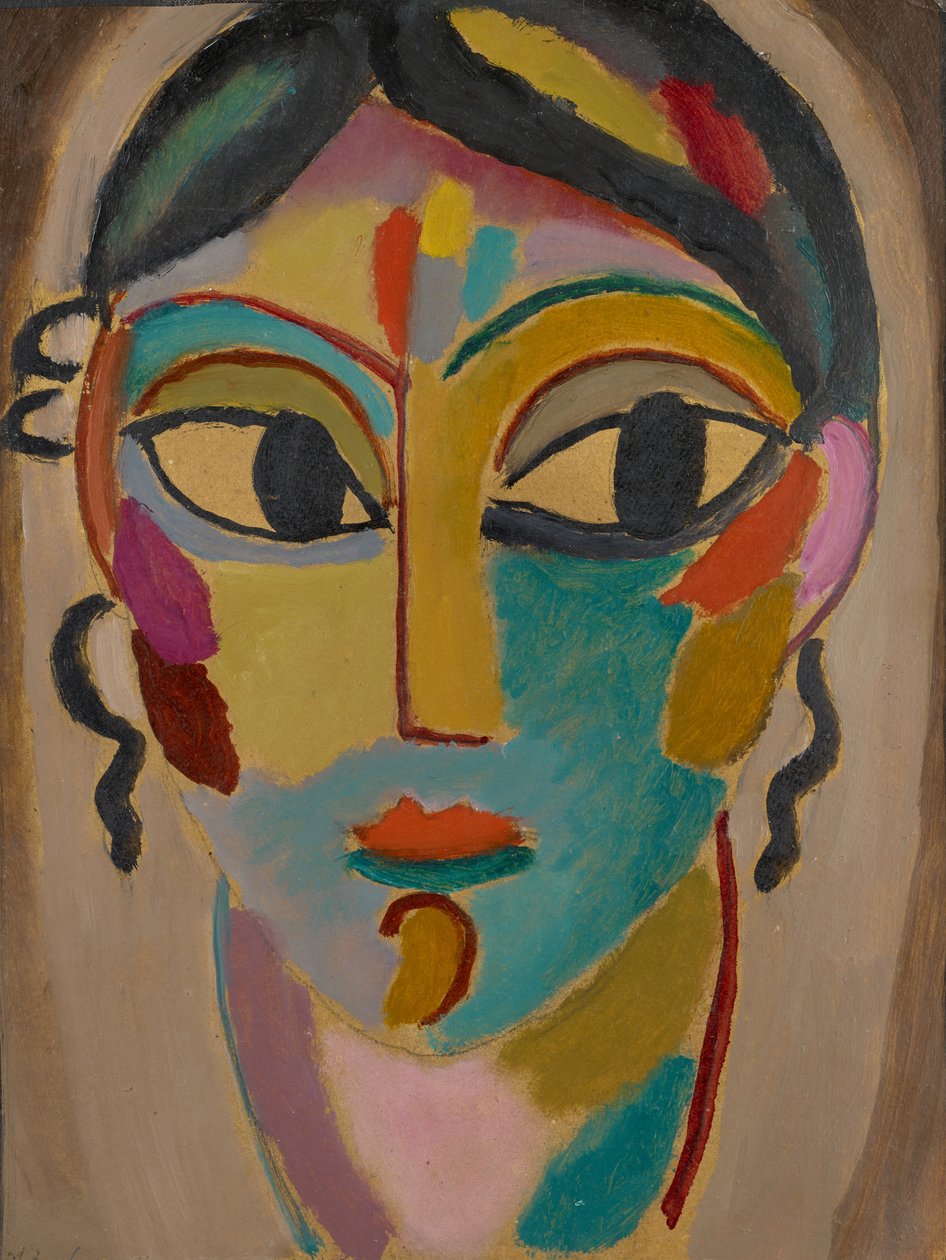 Mystical Head: Head of a Girl, 1918 (olie på pap) af Alexej von Jawlensky