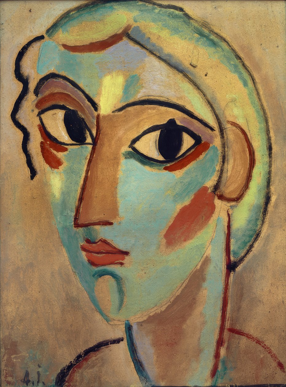 Mystisk hoved: pigehoved (på den ene side) af Alexej von Jawlensky