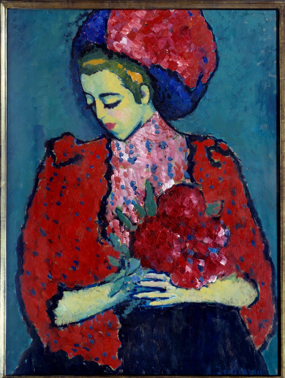 Peony Girl Maleri af Alexei von Javlensky (Alexi von Jawlensky, Alexej von Javlenski) (1864-1941) af Alexej von Jawlensky