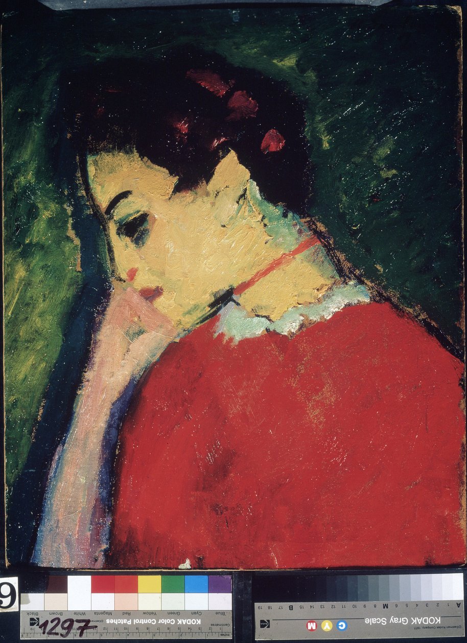 "Portræt af en kvinde" Maleri af Alexei von Javlensky (Alexi von Jawlensky, Alexej von Javlenski) (1864-1941) 1909 Statens Usbekistan Kunstmuseum, Tashkent af Alexej von Jawlensky