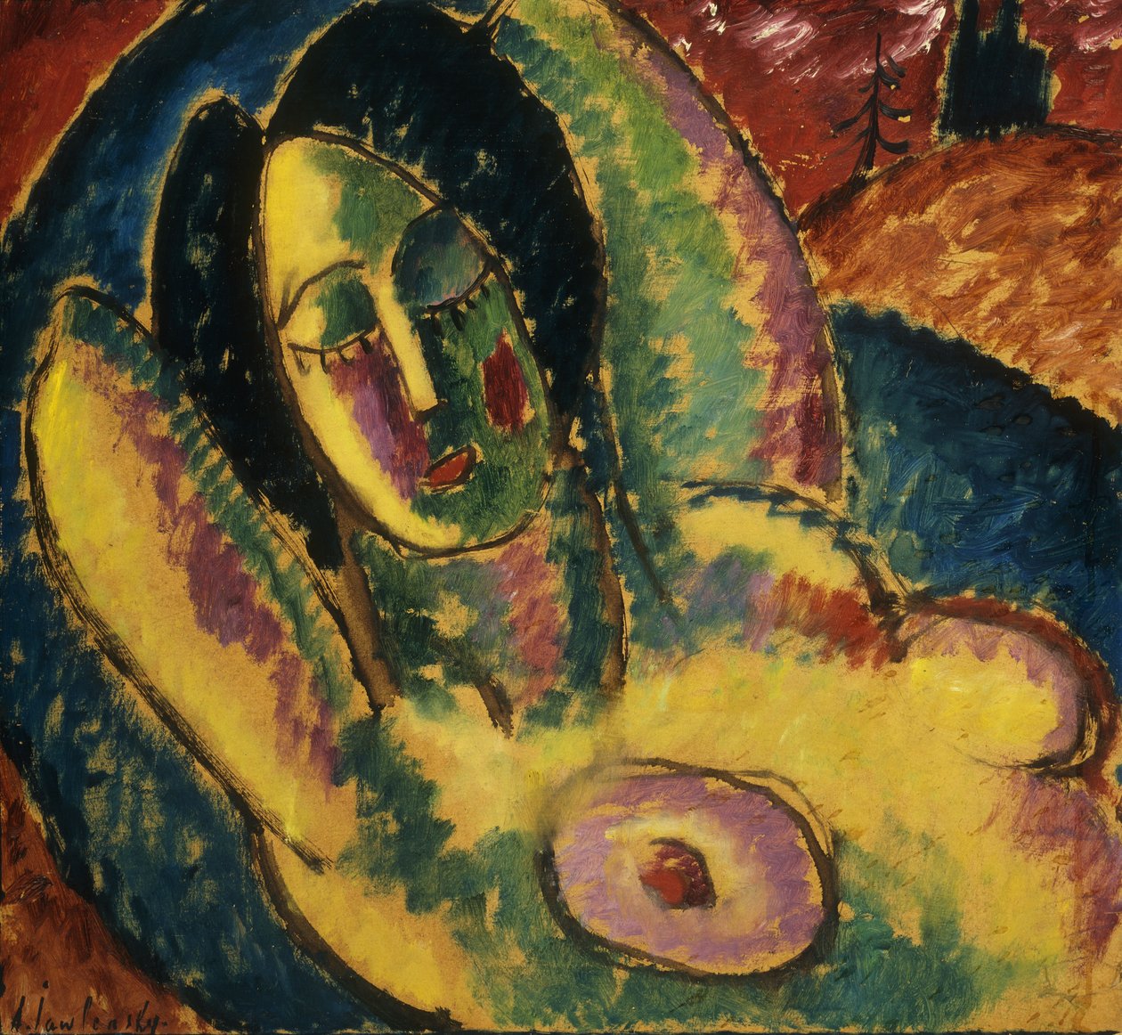 sovende; Sovende, 1912 af Alexej von Jawlensky