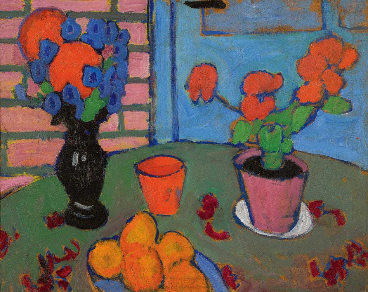 Stilleben med blomster og appelsiner af Alexej von Jawlensky