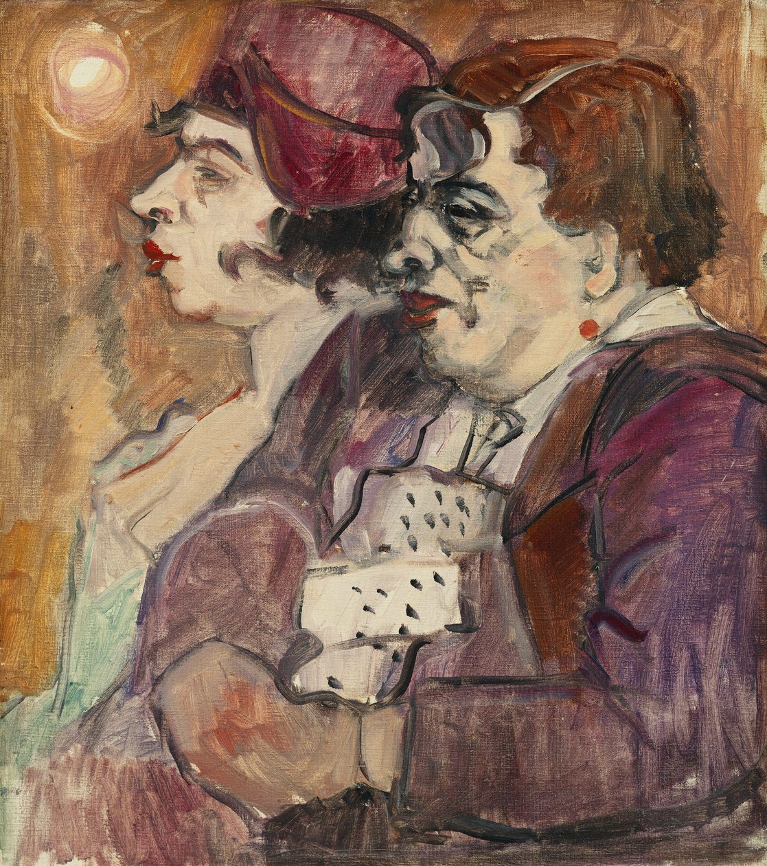 Stilleben med flaske, frugt og figur; Stilleben med flaske, frugt og figur, ca. 1907-1908 af Alexej von Jawlensky