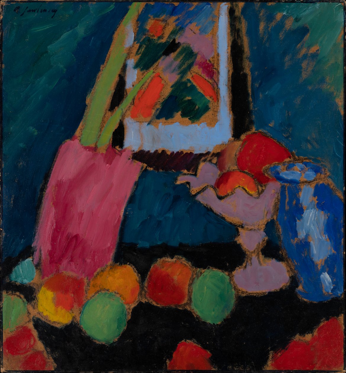 Stilleben med en lilla skål af Alexej von Jawlensky