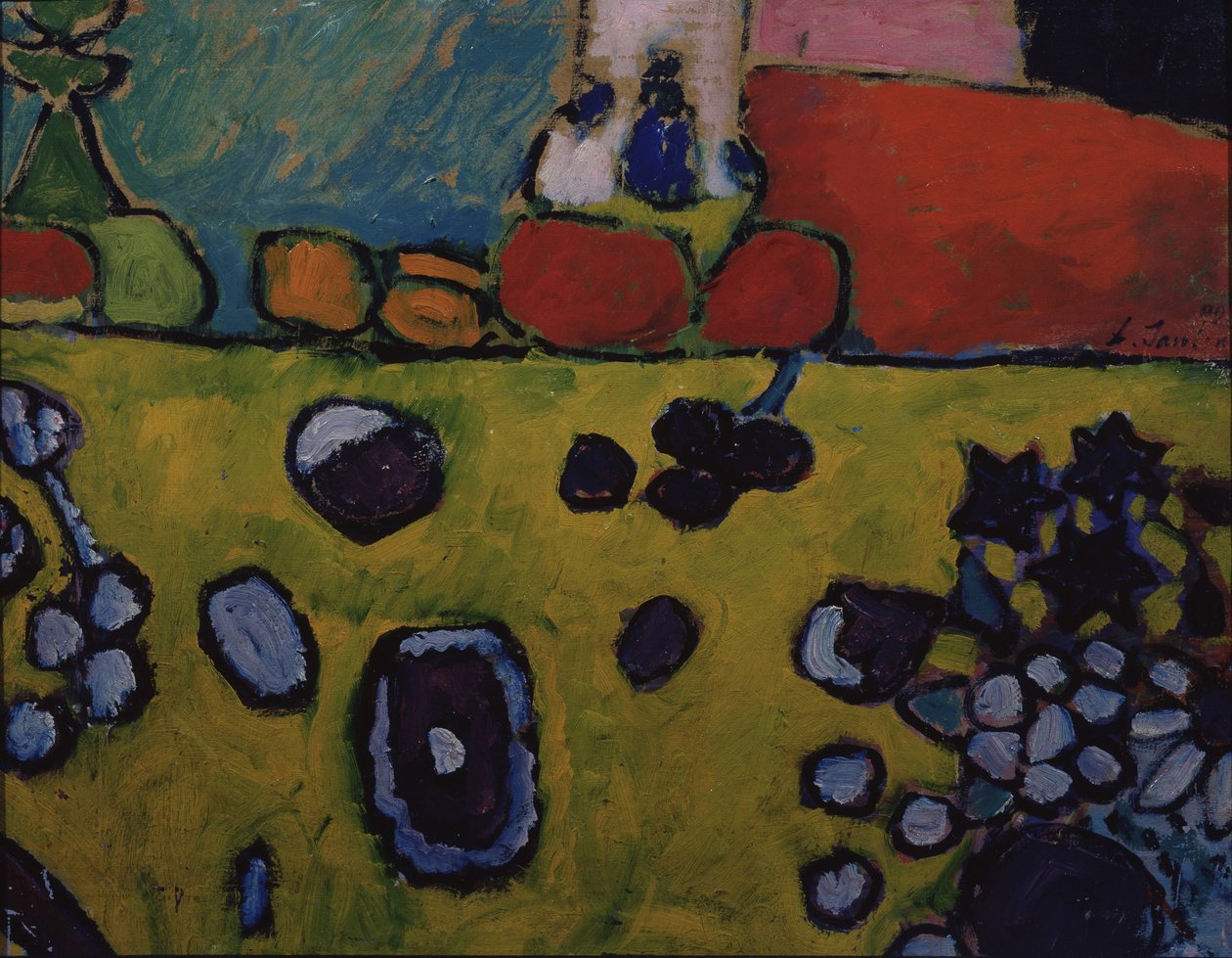 Stilleben med en farverig dug, 1909 af Alexej von Jawlensky