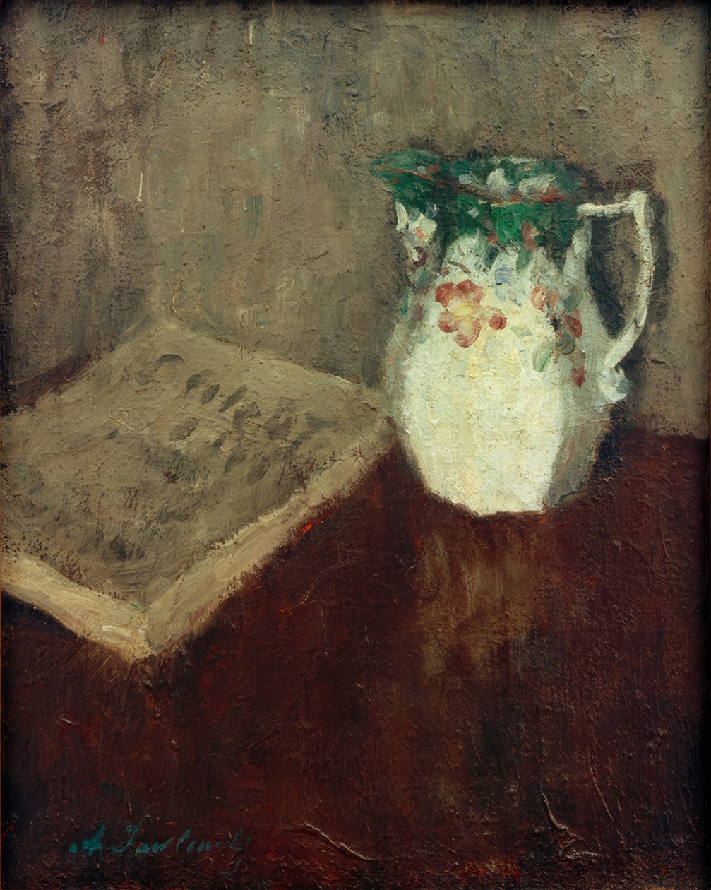 Stilleben med kande og bog af Alexej von Jawlensky