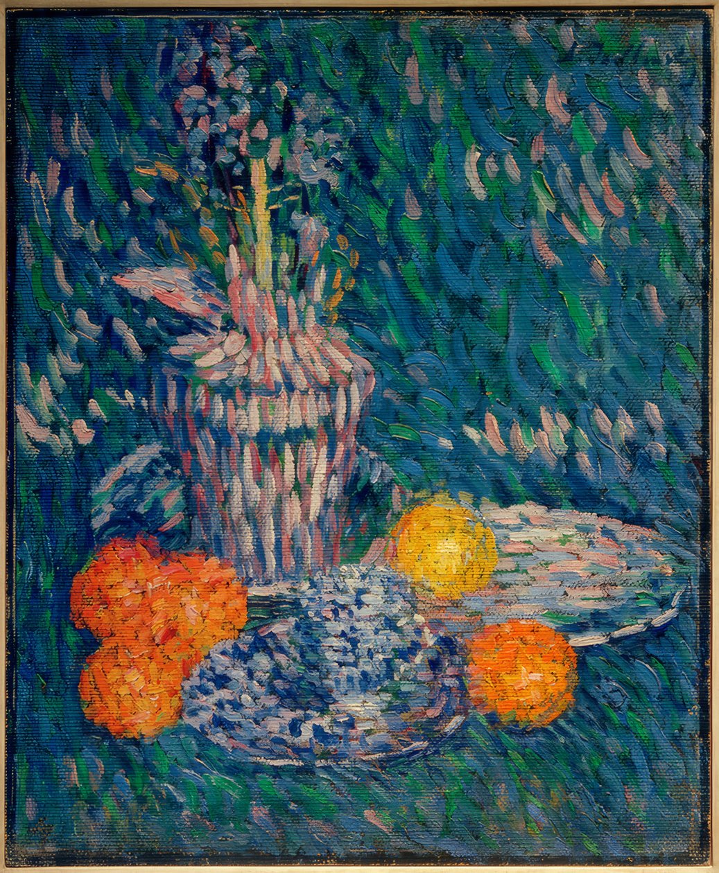 Stilleben med hyacint og appelsiner af Alexej von Jawlensky